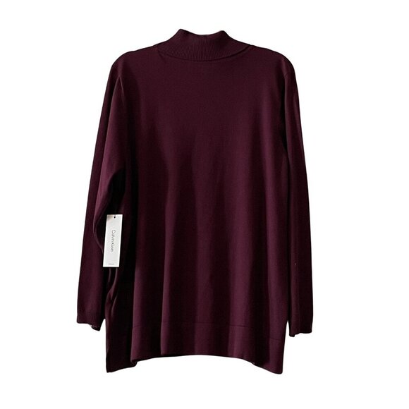 NWT Calvin Klein Solid Turtle Neck Long Sleeve Sweater w/ Button Detail Sleeve - Picture 2 of 4
